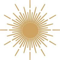 sol, logotipo místico dourado, design retrô. desenhos para tatuagem, design boho, astrologia, horóscopo. rabisco isolado. vetor