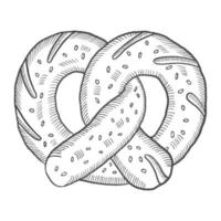 pretzels cozinha alemã ou alemanha comida tradicional isolado doodle esboço desenhado à mão com estilo de contorno vetor