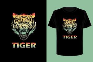 design de camiseta vintage retrô de tigre vetor