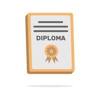 conceito de certificado de diploma 3d em estilo cartoon minimalista vetor