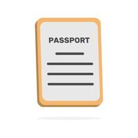 conceito de passaporte 3D em estilo cartoon minimalista
