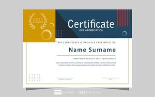certificado de apreciação, design minimalista simples, vetor eps 10