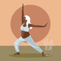 mulher grávida praticando ioga. conceito de ioga, meditação, saúde, cuidados, gravidez. ilustração vetorial plana. vetor