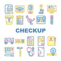 conjunto de ícones de coleção de saúde de check-up médico vetor