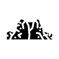 ícone do glifo do vulcão caldeira ilustração em vetor preto