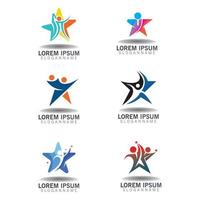 modelo de design de inspiração de logotipo de conceito de estrela de combinação de pessoas vetor