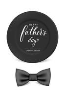 ícone de gravata borboleta vetorial em listras pretas, destacada em um fundo branco com a inscrição, dia dos pais. estilo hipster vetor