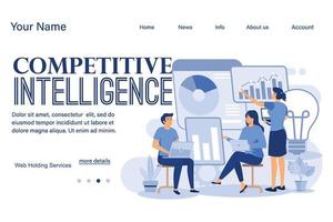 página de destino de ilustração de inteligência competitiva vetor