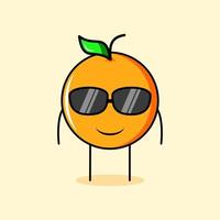 personagem laranja fofa com expressão de sorriso e óculos pretos. adequado para emoticon, logotipo, mascote ou adesivo vetor
