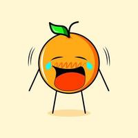 personagem laranja fofo com expressão de choro. adequado para emoticon, logotipo, mascote vetor