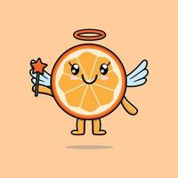 fruta laranja bonito dos desenhos animados em forma de fada vetor
