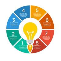 design de modelo de vetor infográfico de luz de lâmpada plana