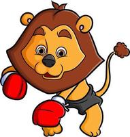 o lutador de leão está boxeando e socando o inimigo