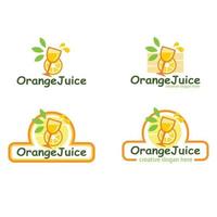 conjunto de logotipo de suco de laranja vetor