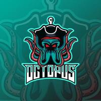 design de logotipo de mascote kraken polvo esport. vetor