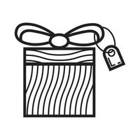 vetor de ícone de presente no estilo de contorno simples. sinal da caixa de presente. o pacote é amarrado com laço. doação online para ilustração. a loja online distribui prêmios.