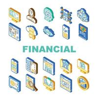 vetor de conjunto de ícones de tecnologia e software financeira
