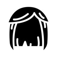 peruca cabelo glifo ícone ilustração vetorial preto vetor