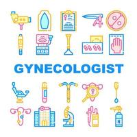 conjunto de ícones de coleção de tratamento de ginecologista ilustração vetorial vetor