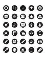 conjunto de ícones de edição de fotos 30 isolado no fundo branco vetor