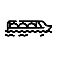 ilustração em vetor ícone de linha de navio transportador de hidrogênio a gás