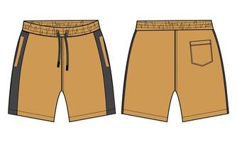 modelo de ilustração vetorial de desenho plano de moda técnica de shorts para meninos vetor