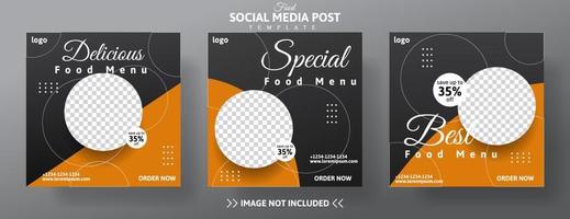 design de modelo de postagem de mídia social de comida para promoção. ilustração em vetor negócios