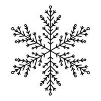 floco de neve doodle isolado em um fundo branco. ilustração vetorial desenhada à mão. perfeito para projetos de férias e Natal, cartões, logotipo, decorações. vetor