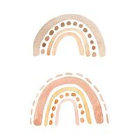 conjunto de arco-íris simples e modernos em tons pastel. ilustração em aquarela bonita desenhada à mão. perfeito para cartões comemorativos, convites, tecidos, têxteis, decoração de berçário, estampas, logotipo, padrões, capas. vetor