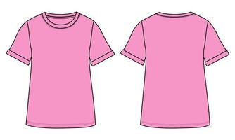 manga curta t camisa ilustração vetorial modelo de cor roxa para senhoras.