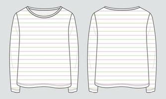 camiseta de manga longa tops modelo de ilustração vetorial de desenho plano de moda técnica para senhoras vetor