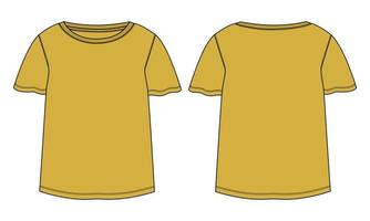 camiseta tops modelo de desenho plano de moda técnica vetor amarelo cor para senhoras e bebés