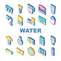 conjunto de ícones de coleção de filtro de tratamento de água