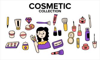 coleção de forma de ícone cosmético. ilustração vetorial de maquiagem vetor