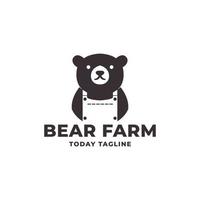 logotipo de urso com ilustração de design de símbolo de ícone de vetor de conceito de agricultor