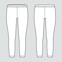 modelo de ilustração vetorial de esboço plano de moda técnica de leggings slim fit para senhoras vetor