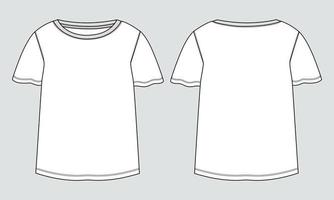 camiseta tops modelo de ilustração vetorial de desenho plano de moda técnica para senhoras e meninas vetor