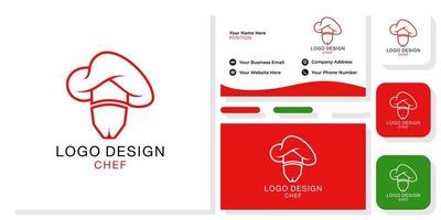 design de logotipo chef restaurante cozinhar bolo receita de pão de pizza com modelo de cartão de visita vetor