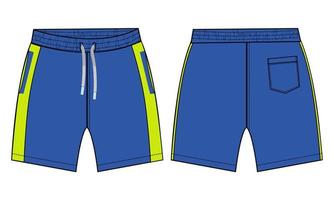 modelo de ilustração vetorial de desenho plano de moda técnica de shorts para meninos vetor
