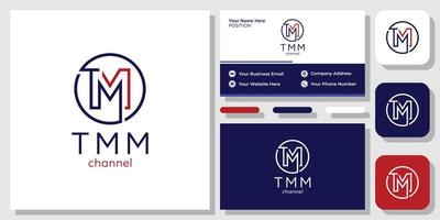 letras de canal tmm símbolo de círculo minimalista com modelo de cartão de visita vetor