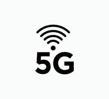 estilo simples de ilustração de modelo de logotipo de vetor de ícone de sinal 5g