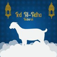 saudações eid al-adha com fundo de mesquita. vetor