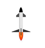 míssil militar isolado no fundo branco. ícone de vetor de míssil balístico. ilustração de arma militar. míssil de avião de combate.