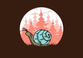 caracol rastejando na ilustração da floresta vetor