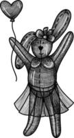 brinquedo de coelho com desenho de balão de ar. ilustração vetorial desenhada à mão vetor