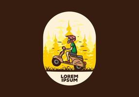 scooter em pé na ilustração da floresta vetor