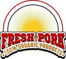 modelo de logotipo de produto orgânico de carne de porco fresca vetor