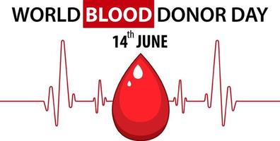 texto e ícone do dia do doador de sangue de junho vetor
