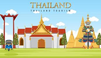 fundo de atração turística icônica da tailândia vetor