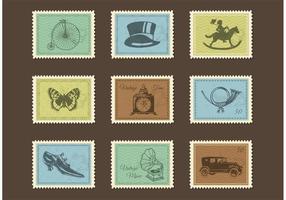 Vetor grátis de selos de correios vintage